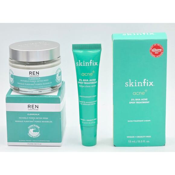 REN Clear Skincare Clearcalm Pore Detox Mask & skinfix acne+ BHA Spot Treatment - Picture 1 of 5